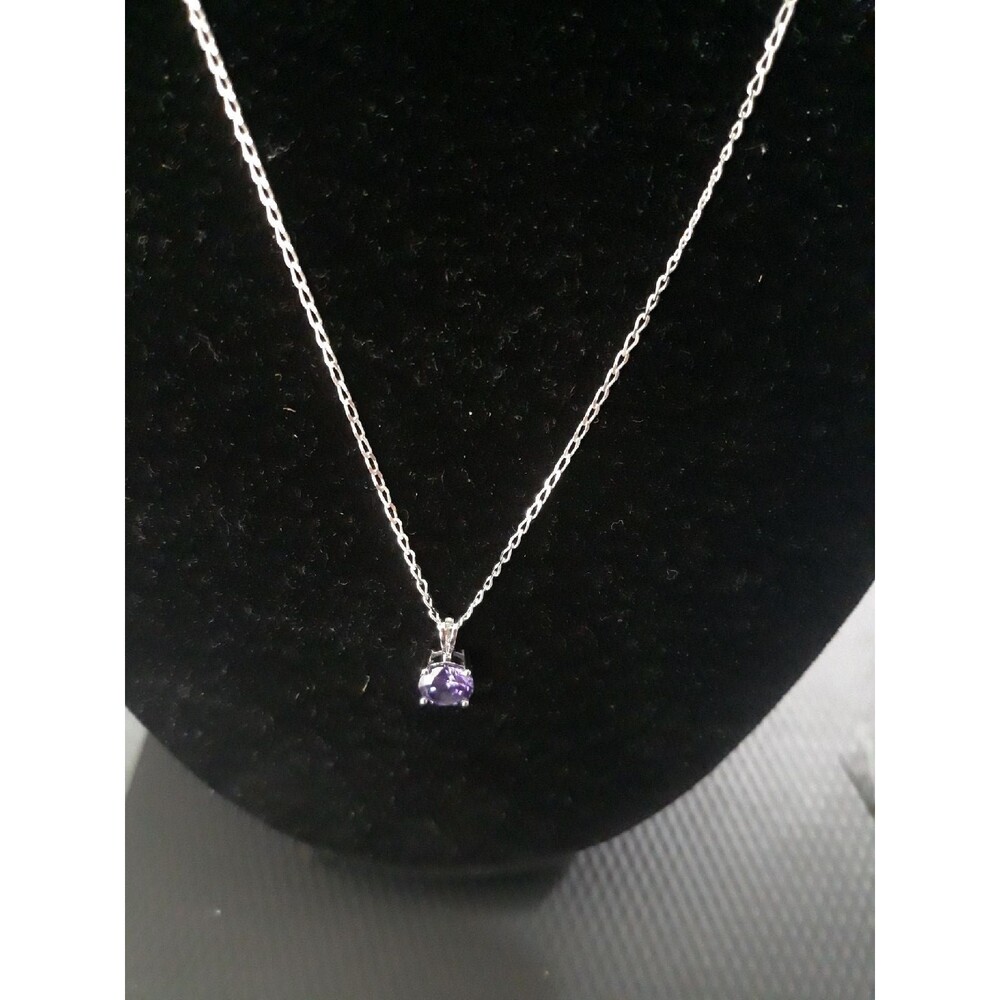 Sterling Silver Necklace 18" Amethyst cz